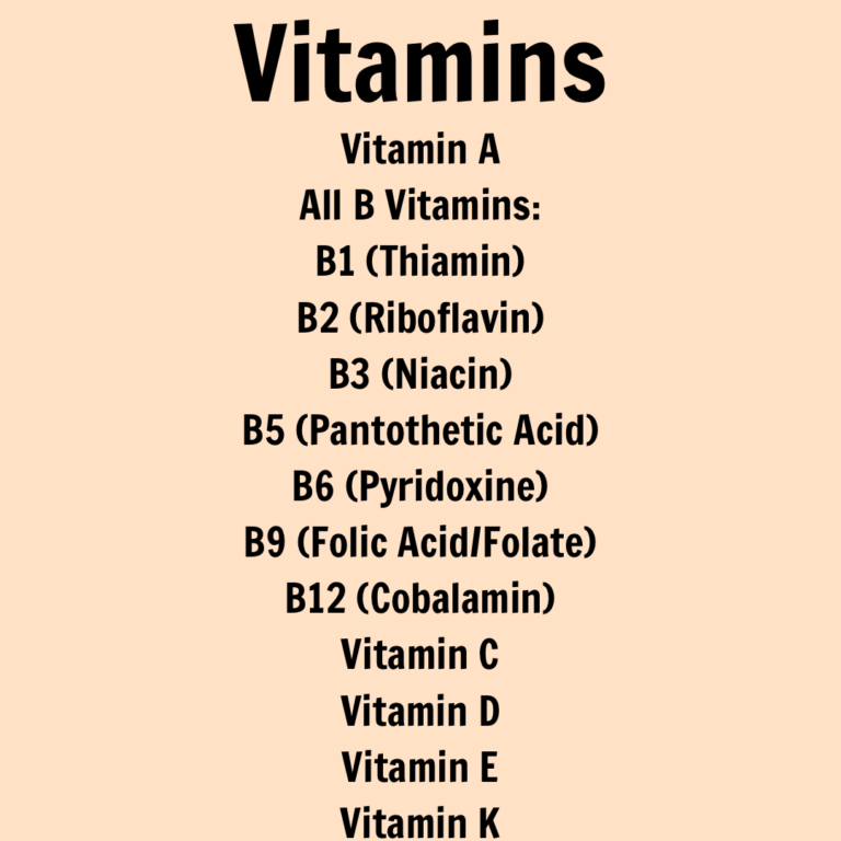 Vitamins and Minerals